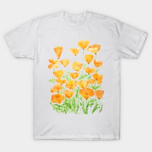 orange California poppy watercolor painting T-Shirt